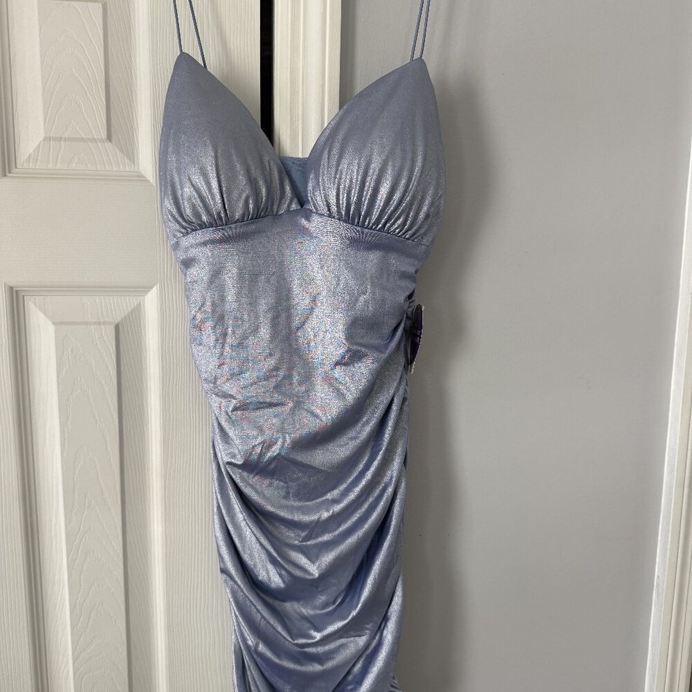 Windsor Periwinkle Metallic Ruched Mini Dress | Size M | NWT | Party Cocktail